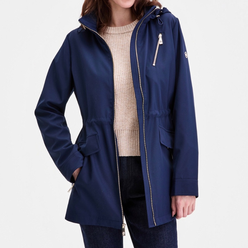 MICHAEL Michael Kors Blue Zip-Front Hooded Anorak Utility Jacket Women's Size M